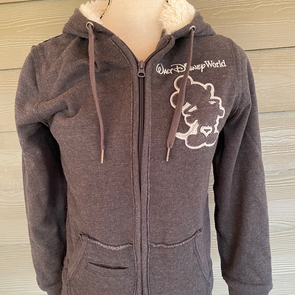 Disney Parks Mickey Mouse Gray Sherpa Hoodie small